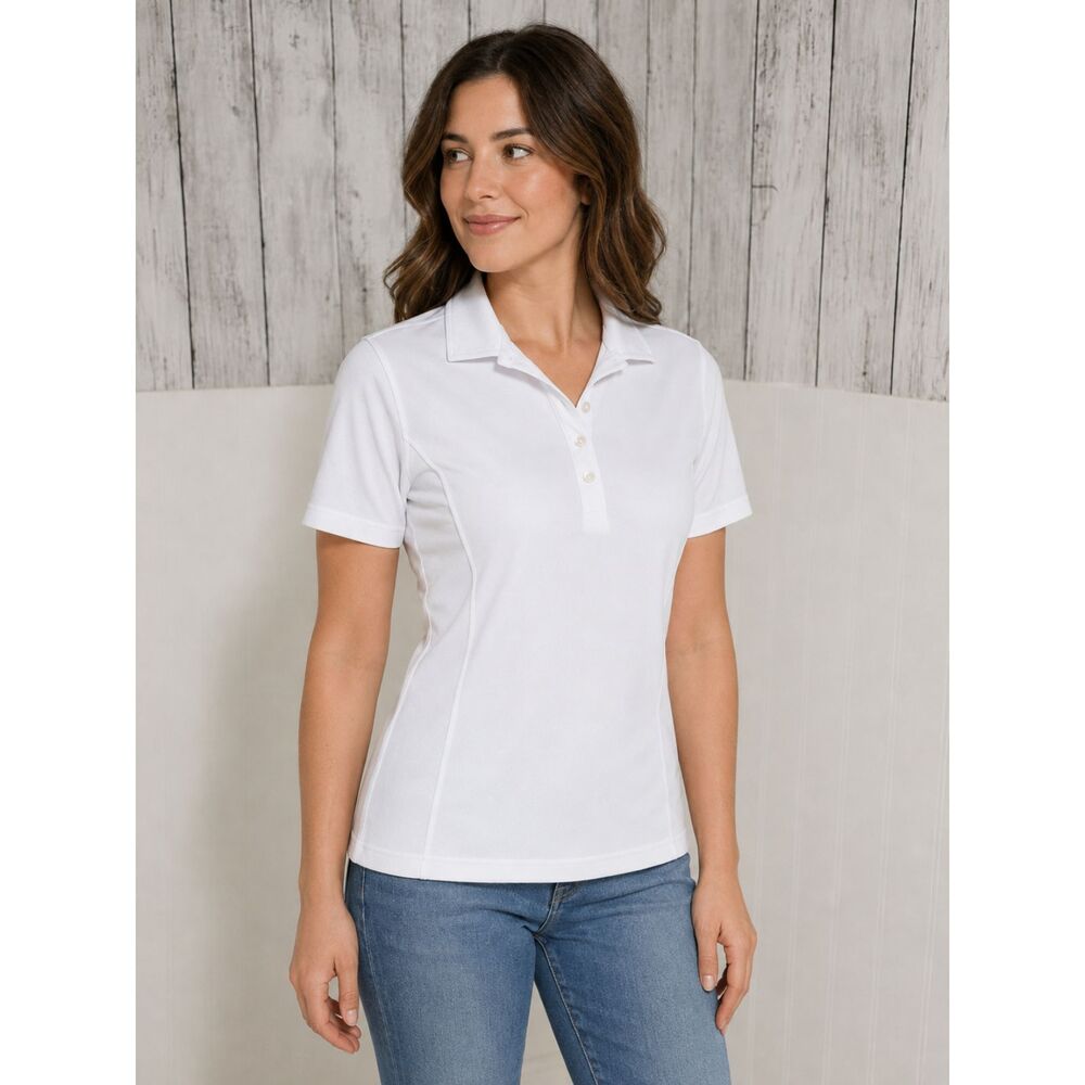 NWT Cutter & Buck Virtue Eco Pique Polo White Women’s Medium LCK00127